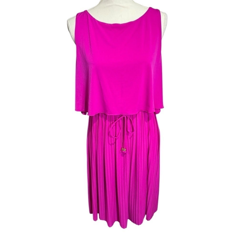 Ivanka Trump Popover Drawstring Pleated Skirt Sleeveless Dress